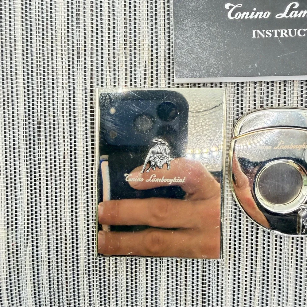 Tonino‎ Lamborghini Silver Tone Notebook Pen Cigar Cutter & Mirror Luxury Set